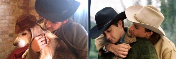 Creatividad que divierte: ¡Recreó escenas románticas con un perro! 4 Brokeback-Mountain