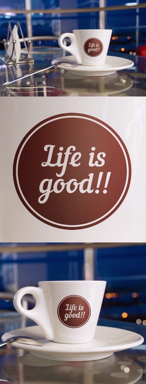 17 Mockups de tazas de café gratis en photoshop 26 Life is Good