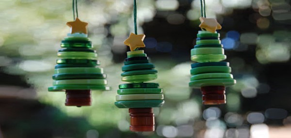 Adornos para Navidad fáciles de hacer 6 arbolitos-con-botones
