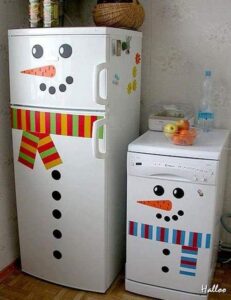 Adornos para Navidad fáciles de hacer 15 refrigerador-cocina-munecos-de-nieve