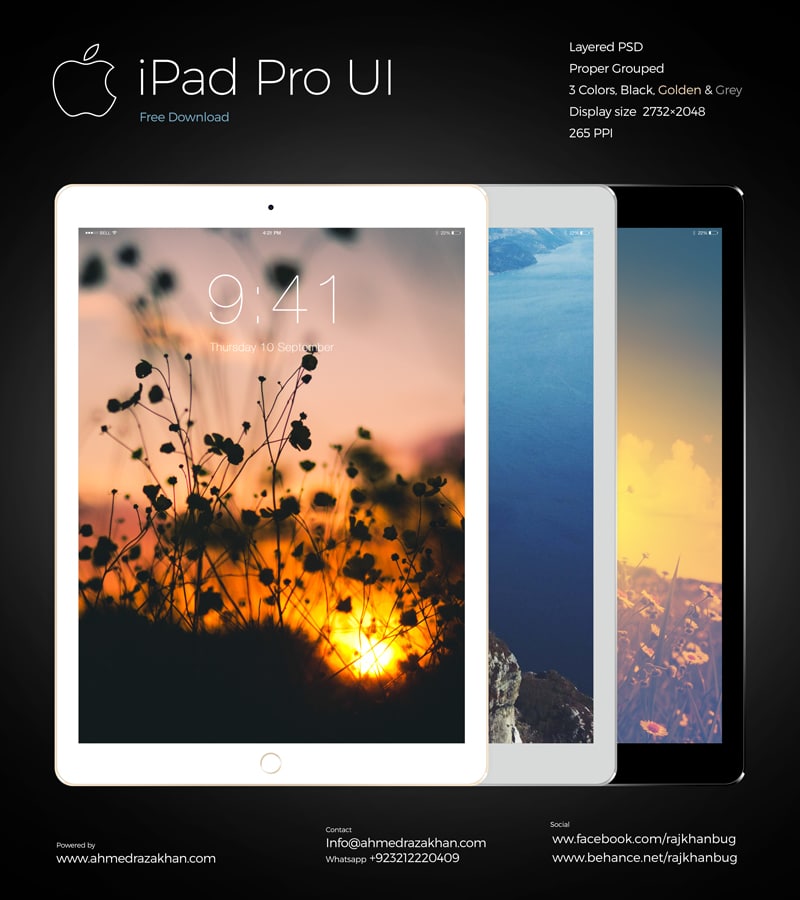 5 Mockups gratis de la iPad Pro 2 Mockup iPad Pro ui