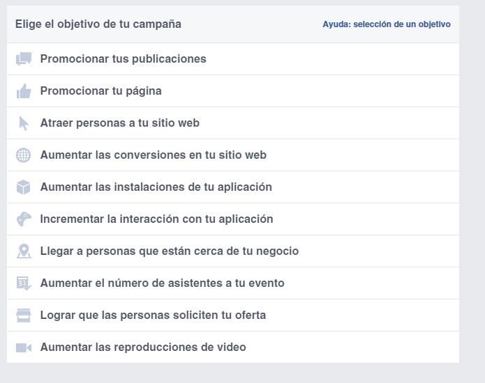 Tipos de objetivos para campañas de anuncios en Facebook 1 tipos de campañas de anuncios en Facebook
