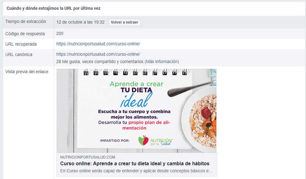 Limpiar o depurar el caché de enlaces compartidos en Facebook 2