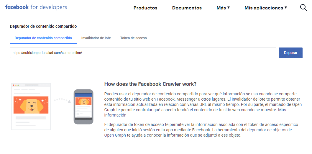 Limpiar o depurar el caché de enlaces compartidos en Facebook 1