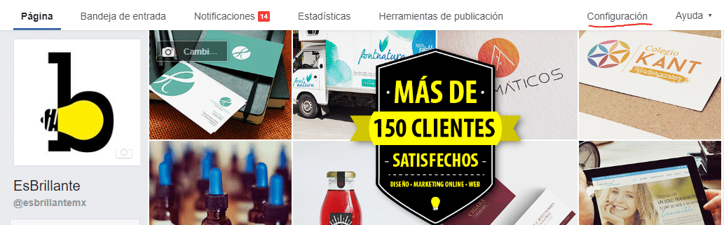 Compartir el acceso de tu fan page de Facebook a EsBrillante 1