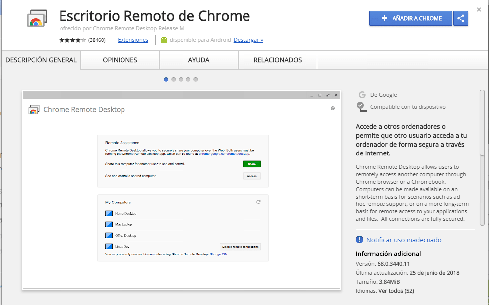 Controla tu computadora remotamente desde tu dispositivo móvil 1 Escritorio Remoto de Chrome
