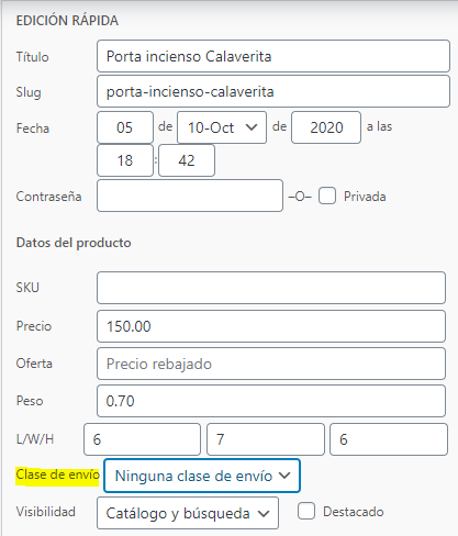 Clases de envío en WooCommerce 3